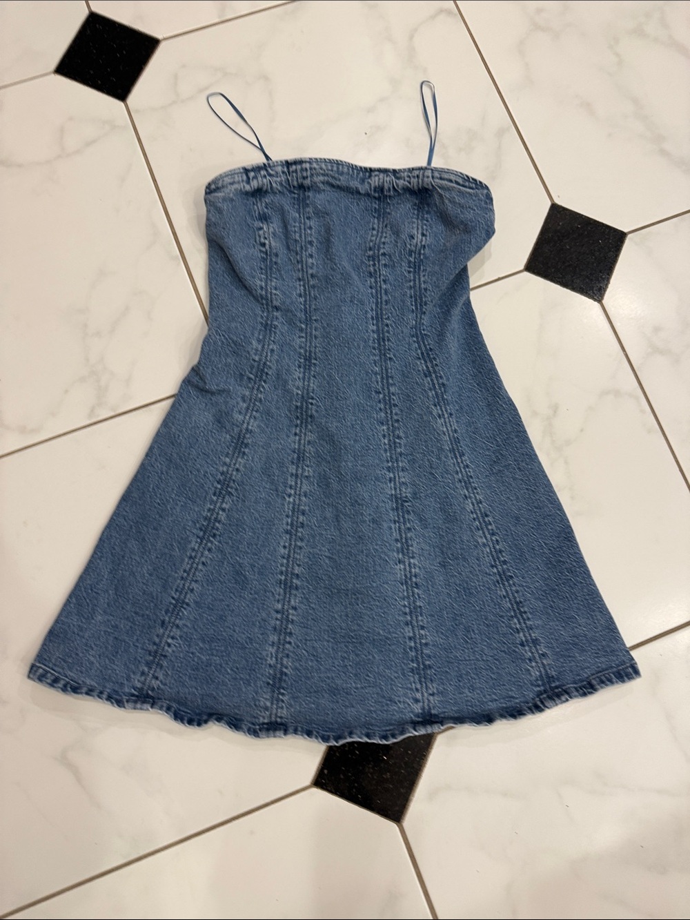 Abercrombie & Fitch Denim Strapless Mini Dress - Blue